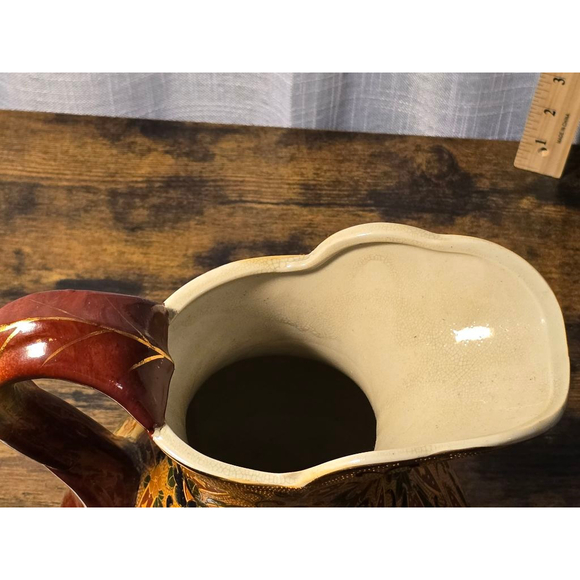 Satsuma Pitcher Vase Orange‎ Brown Vintage - Picture 13 of 13